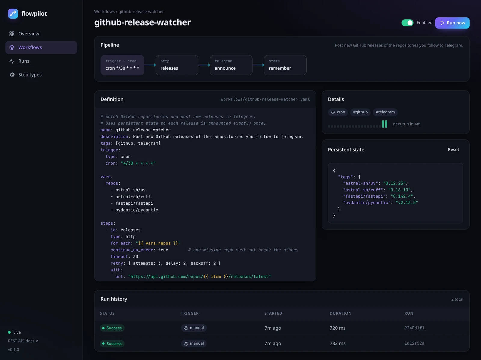 Workflow detail
